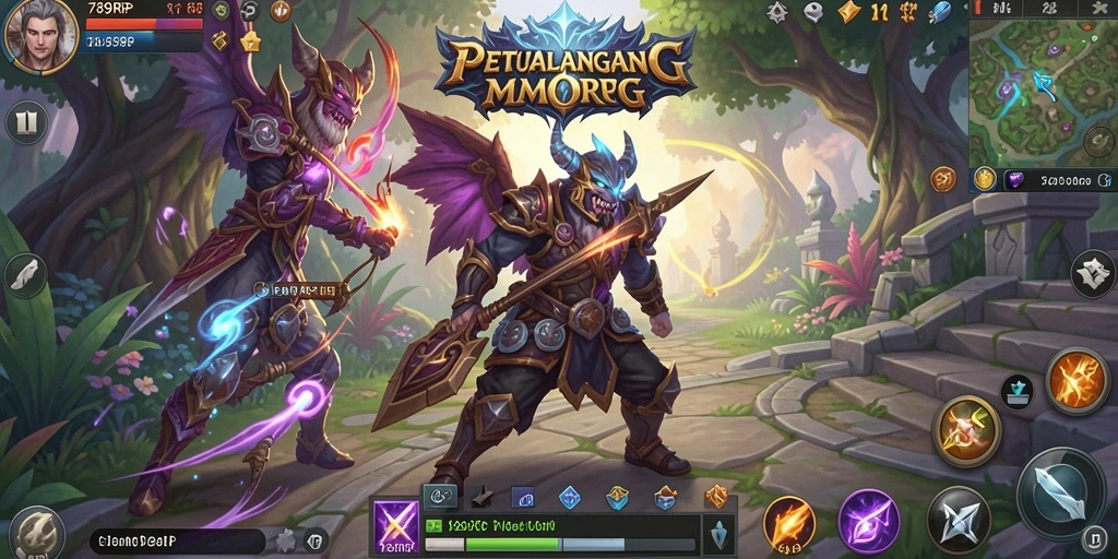 Screenshot gameplay 789RP menampilkan aksi pertarungan epik dalam dunia MMORPG.