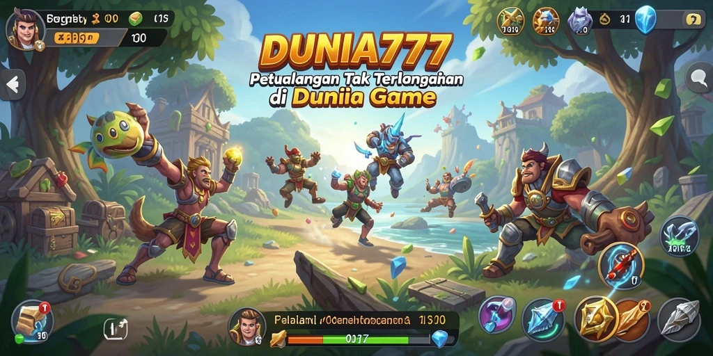 Screenshot DUNIA777 menampilkan pemain menjelajahi dunia petualangan yang fantastis.
