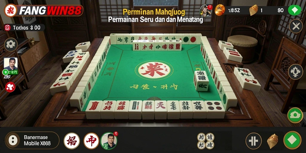 Tampilan gameplay Mahjong yang menarik di FANGWIN88.