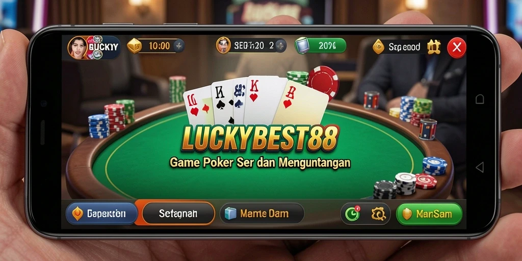 Screenshot gameplay Poker LUCKYBEST88 yang mendebarkan.