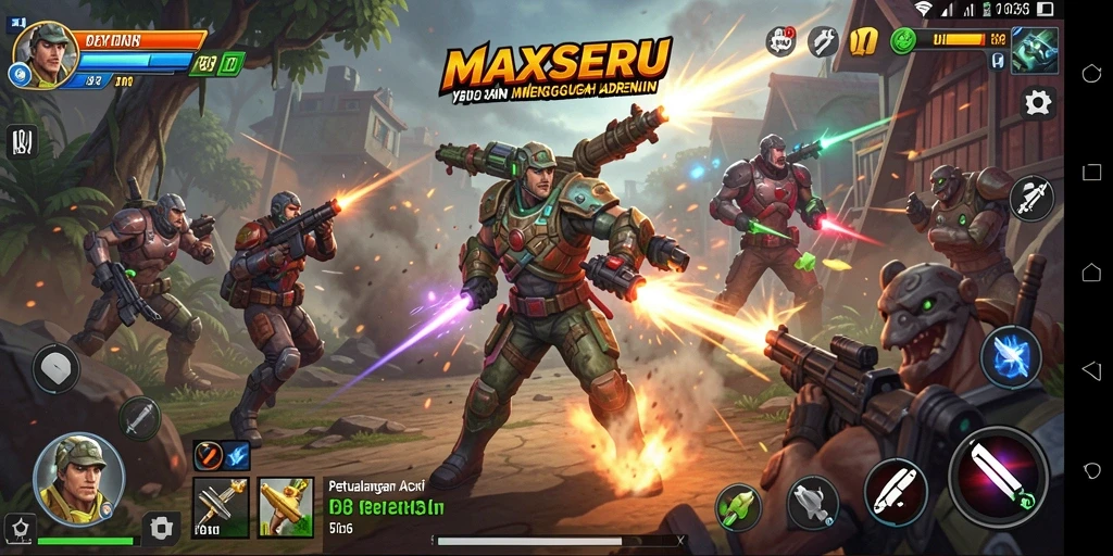 Screenshot menunjukkan aksi mendebarkan dalam MAXSERU.