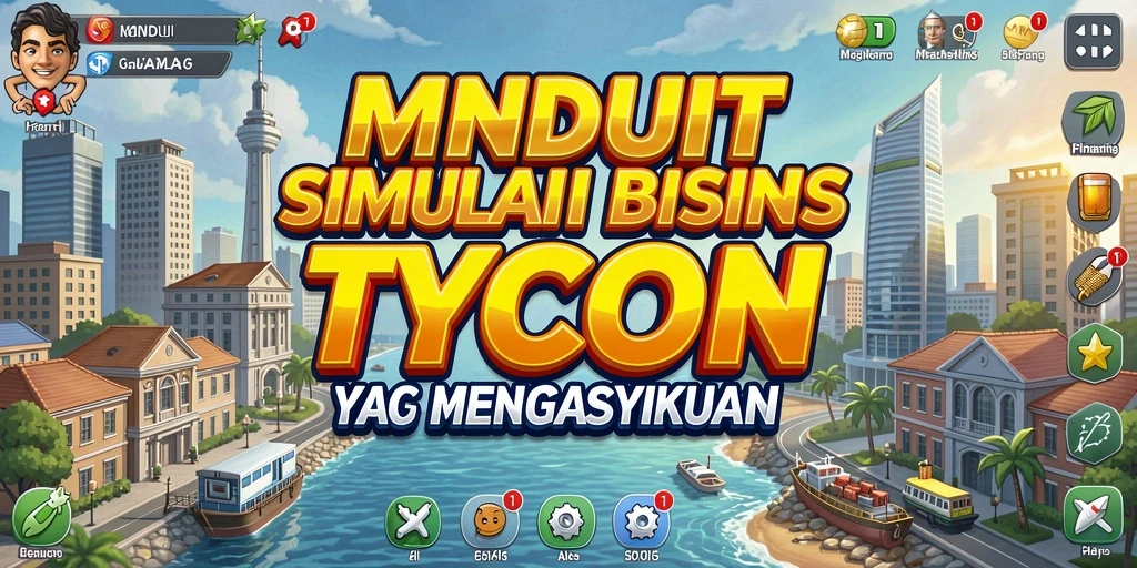 Tampilan gameplay menarik dari MNDUIT dengan berbagai pilihan bisnis.